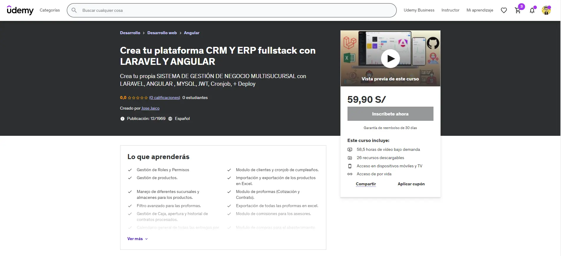 Valor del Curso