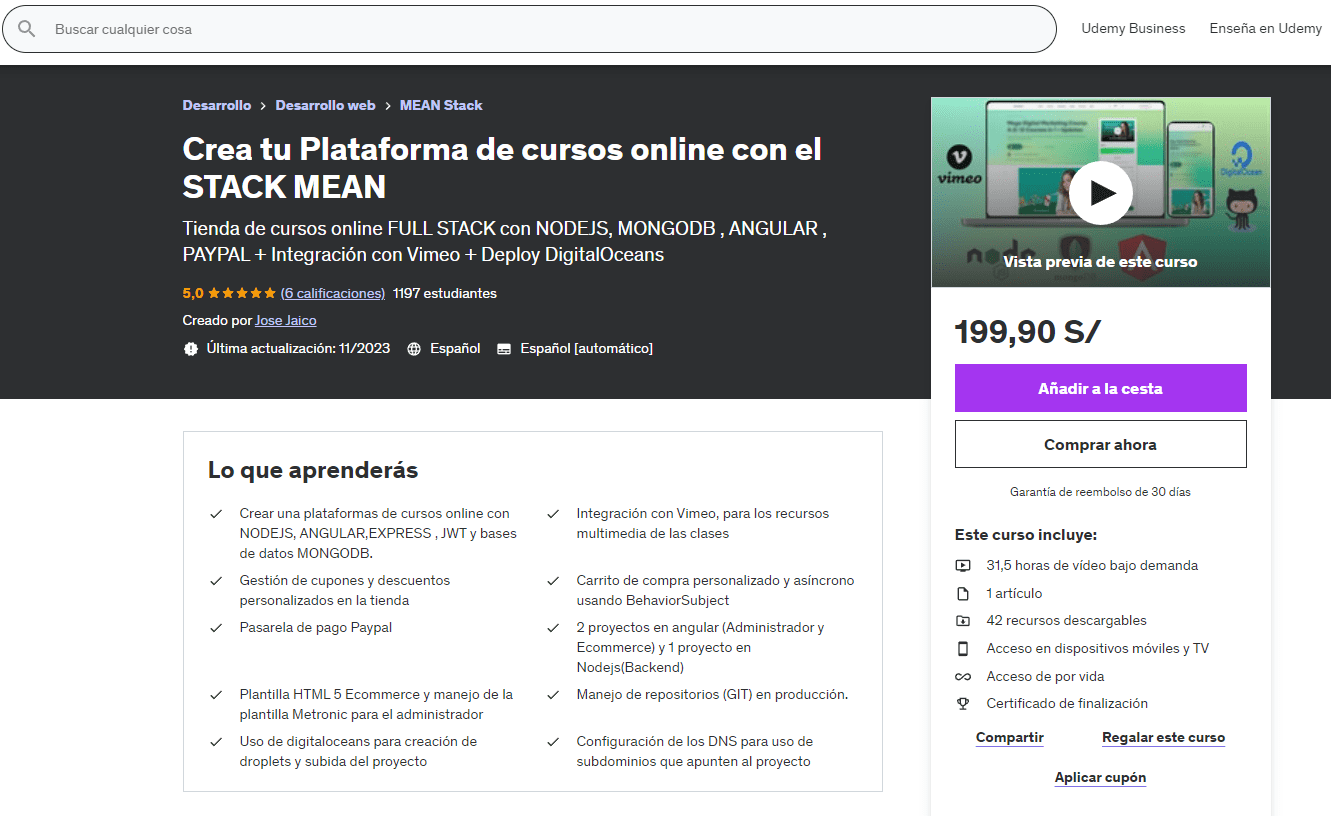 Valor del Curso