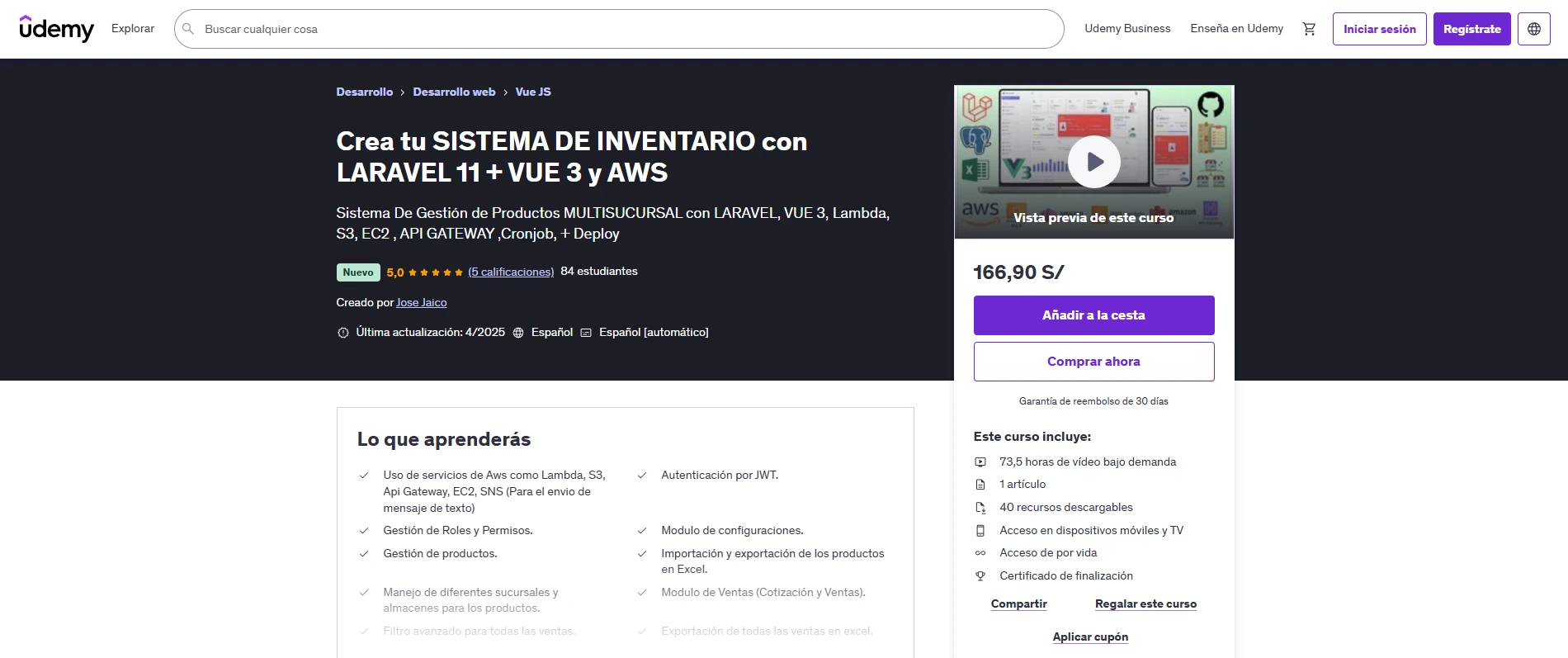 Valor del Curso