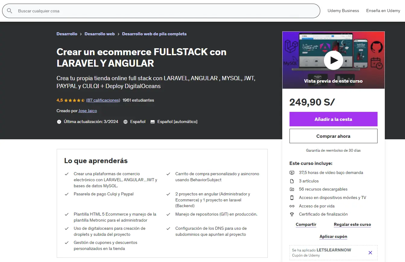 Valor del Curso